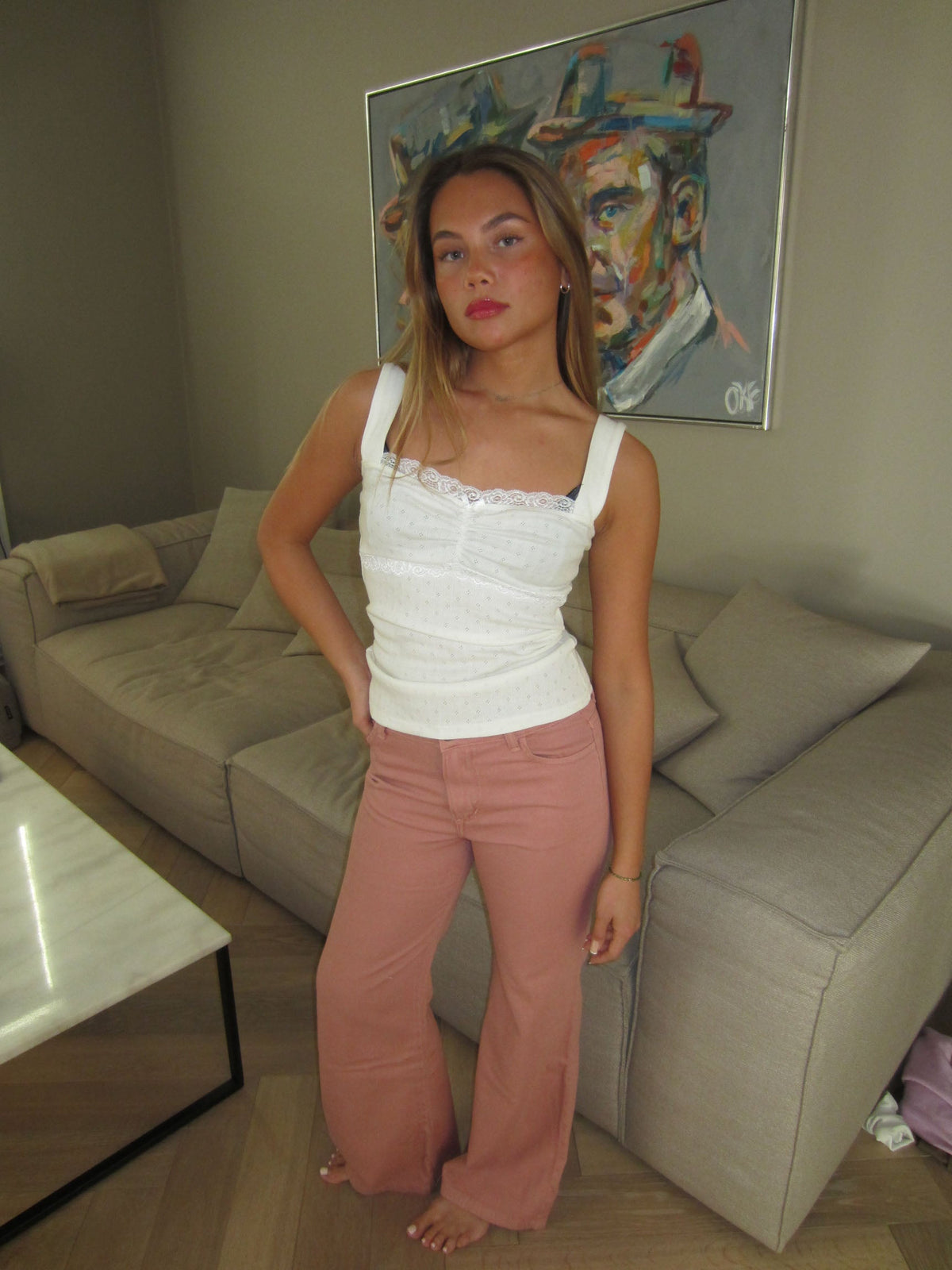 Tanya bootcut corduroy pants - Pink