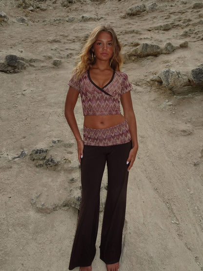 Cosimana pants with glitter waistband – Brown