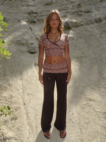 Cosimana pants with glitter waistband – Brown