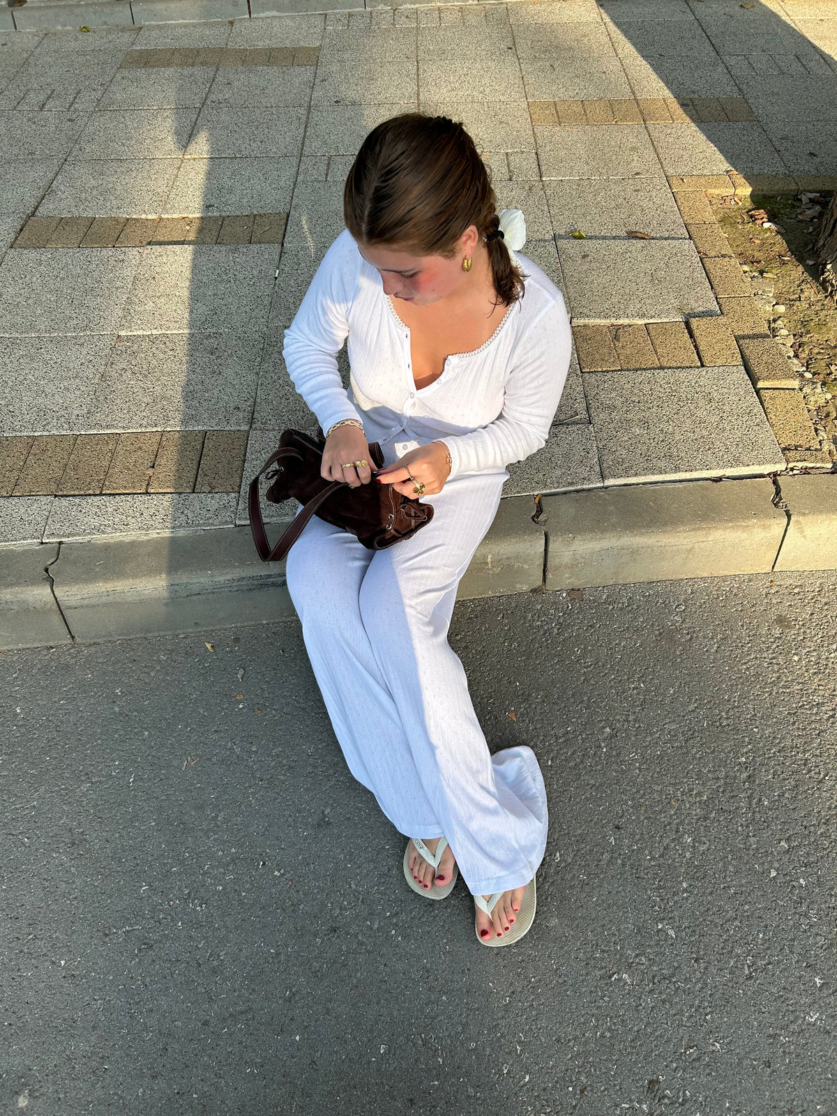 Kaya pointelle pants - White