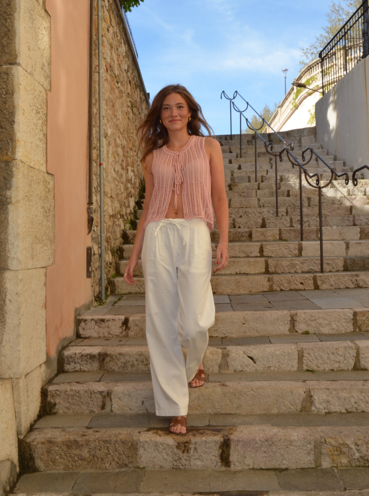 Anouk trousers with ties - White