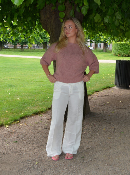 Helena low-rise trousers in linen blend - White