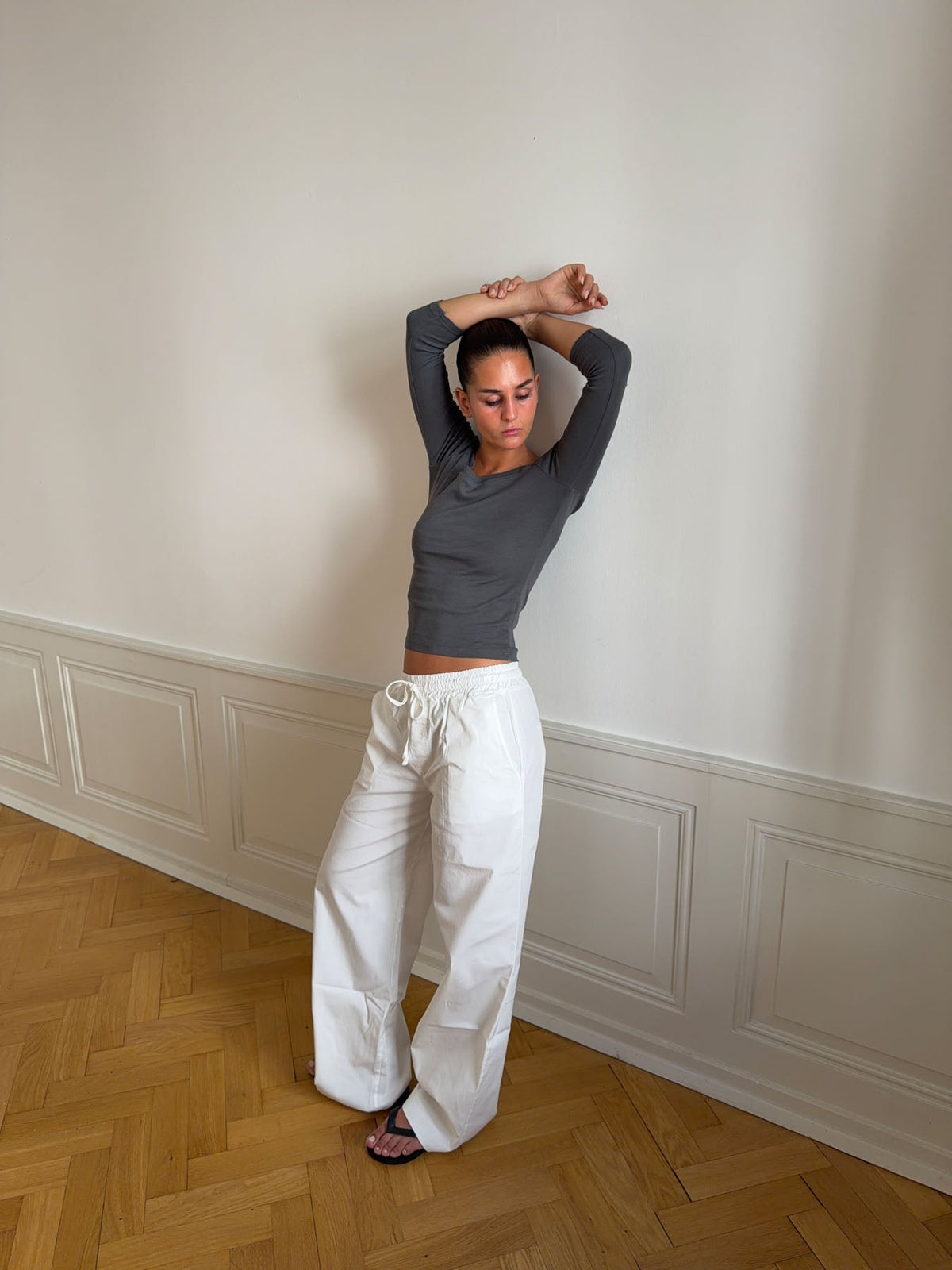 Lucille Pants with drawstring closure - White