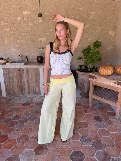 Suza pants with ribbed waist - Yellow