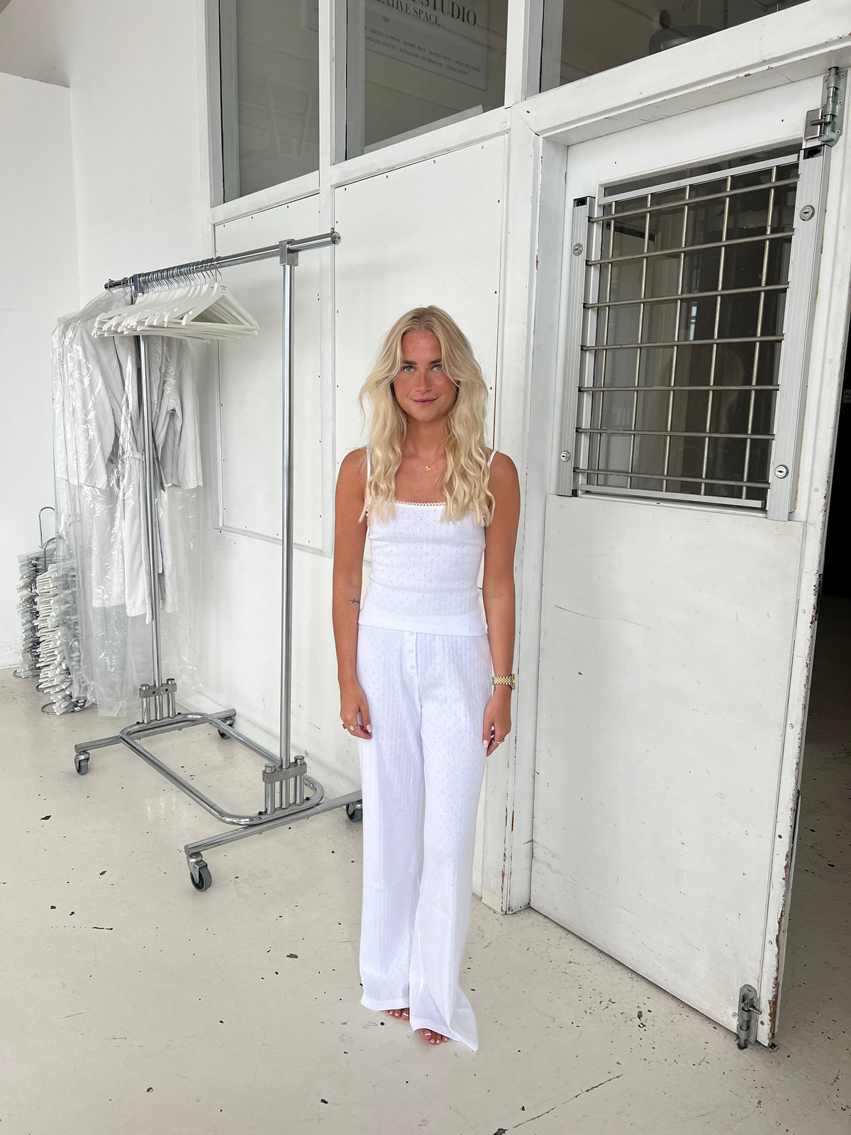 Kaya pointelle pants - White