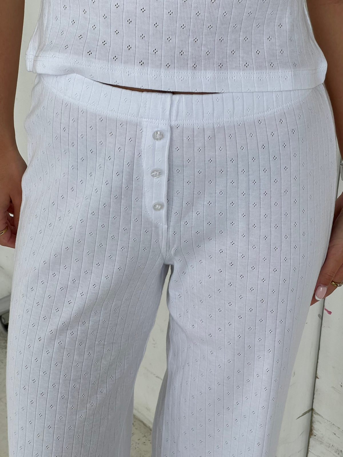 Kaya pointelle pants - White