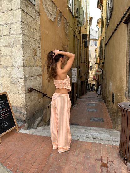 Aura striped trousers - Orange/white