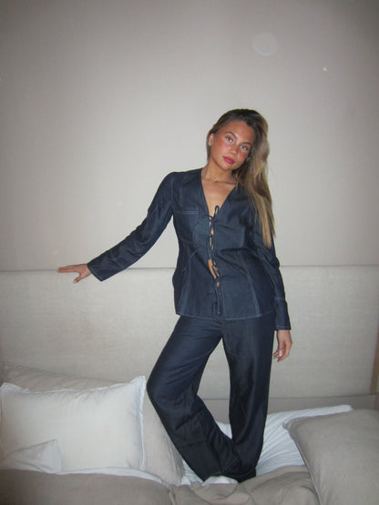 Freddy pants with tie detail - Dark blue