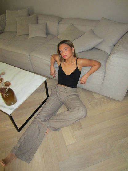 Elsie herringbone suit pants - Brown/Beige