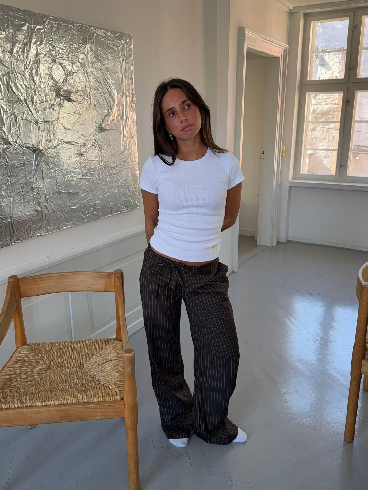 Avelina pants with tie belt - Brown