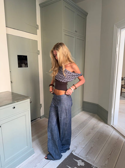 Izabelle trousers with belt – Blue