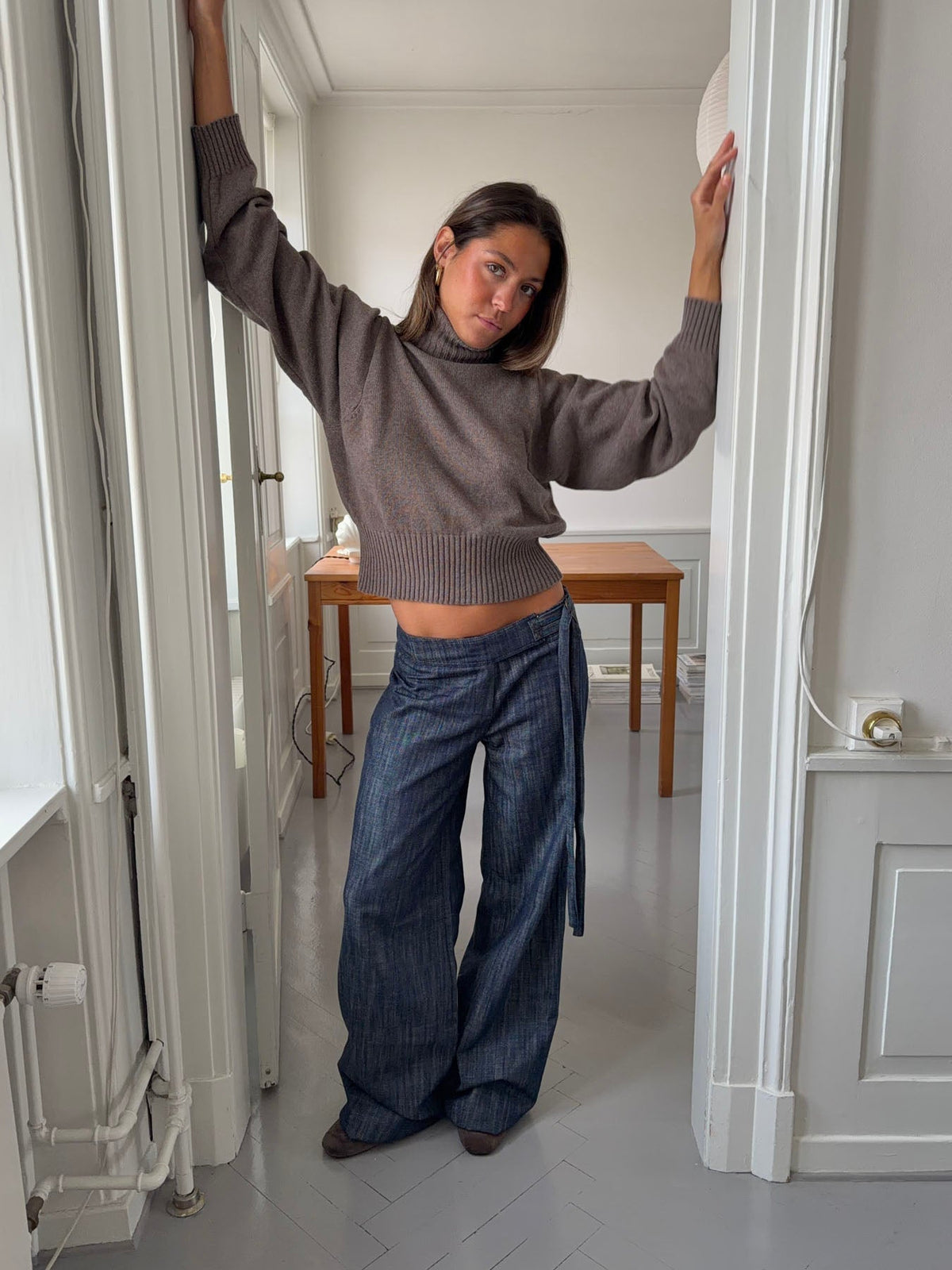 Karol pants with belt – Dark blue