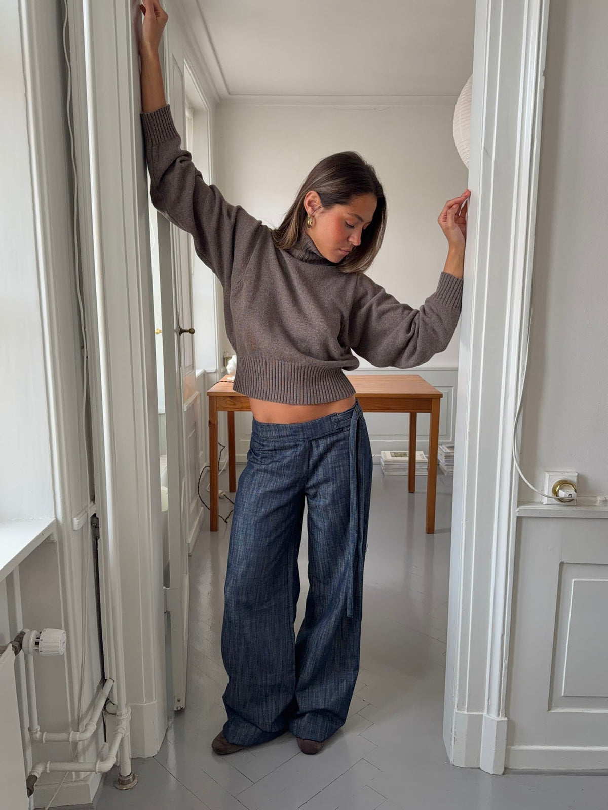 Karol pants with belt – Dark blue
