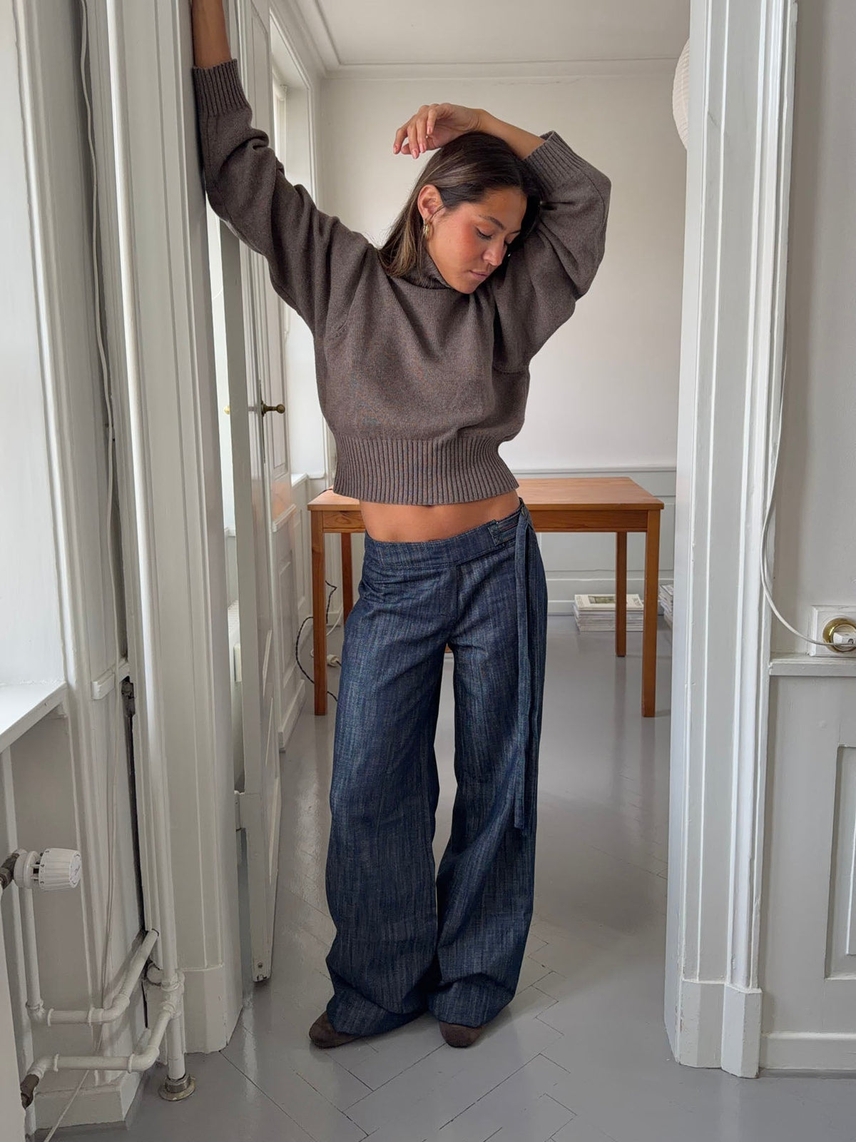 Karol pants with belt – Dark blue