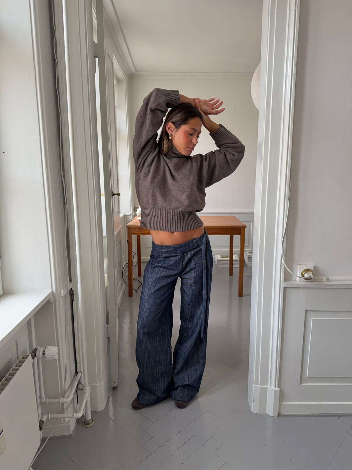 Karol pants with belt – Dark blue