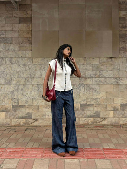 Karol pants with belt – Dark blue