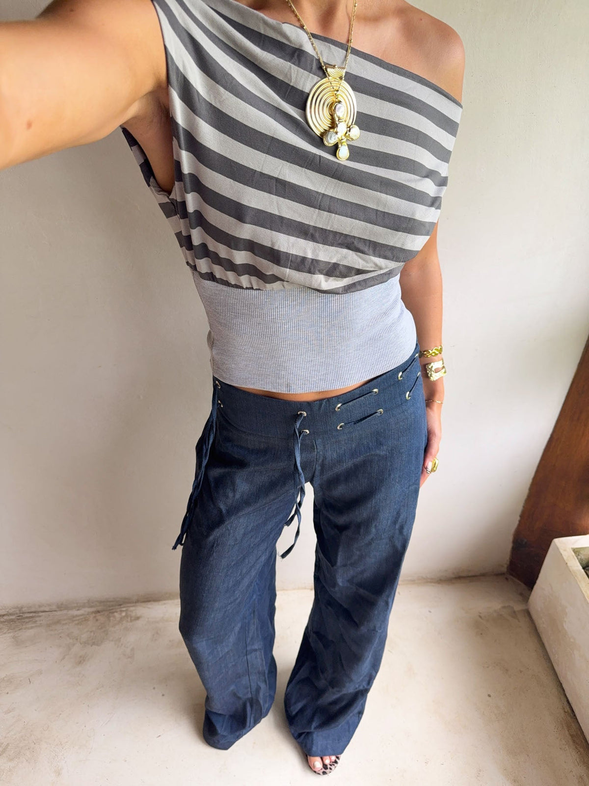 Scandivv trousers with drawstring – Navy