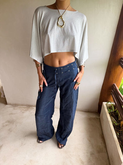 Scandivv trousers with drawstring – Navy