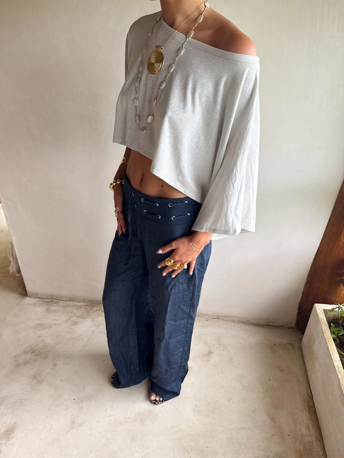 Scandivv trousers with drawstring – Navy