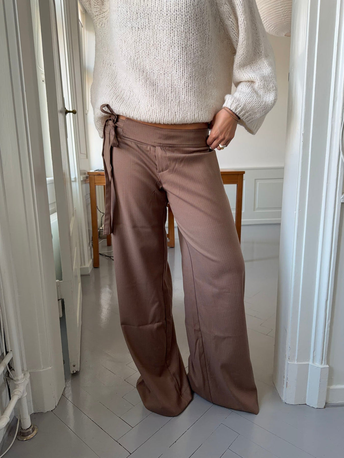 Buka pants with tie detail - Brown