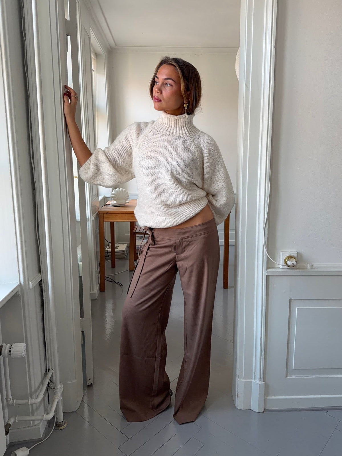 Buka pants with tie detail - Brown