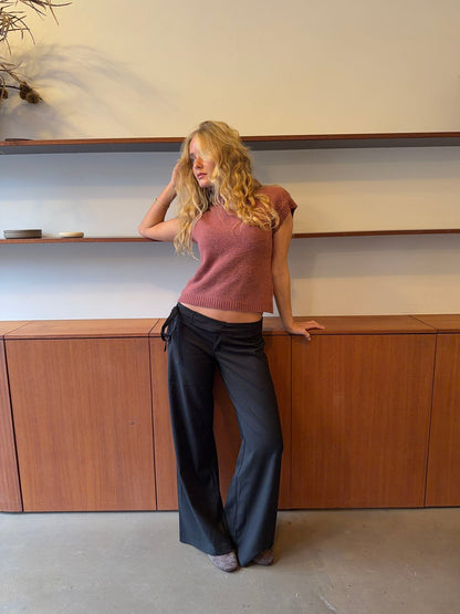 Buka pants with tie detail - Black