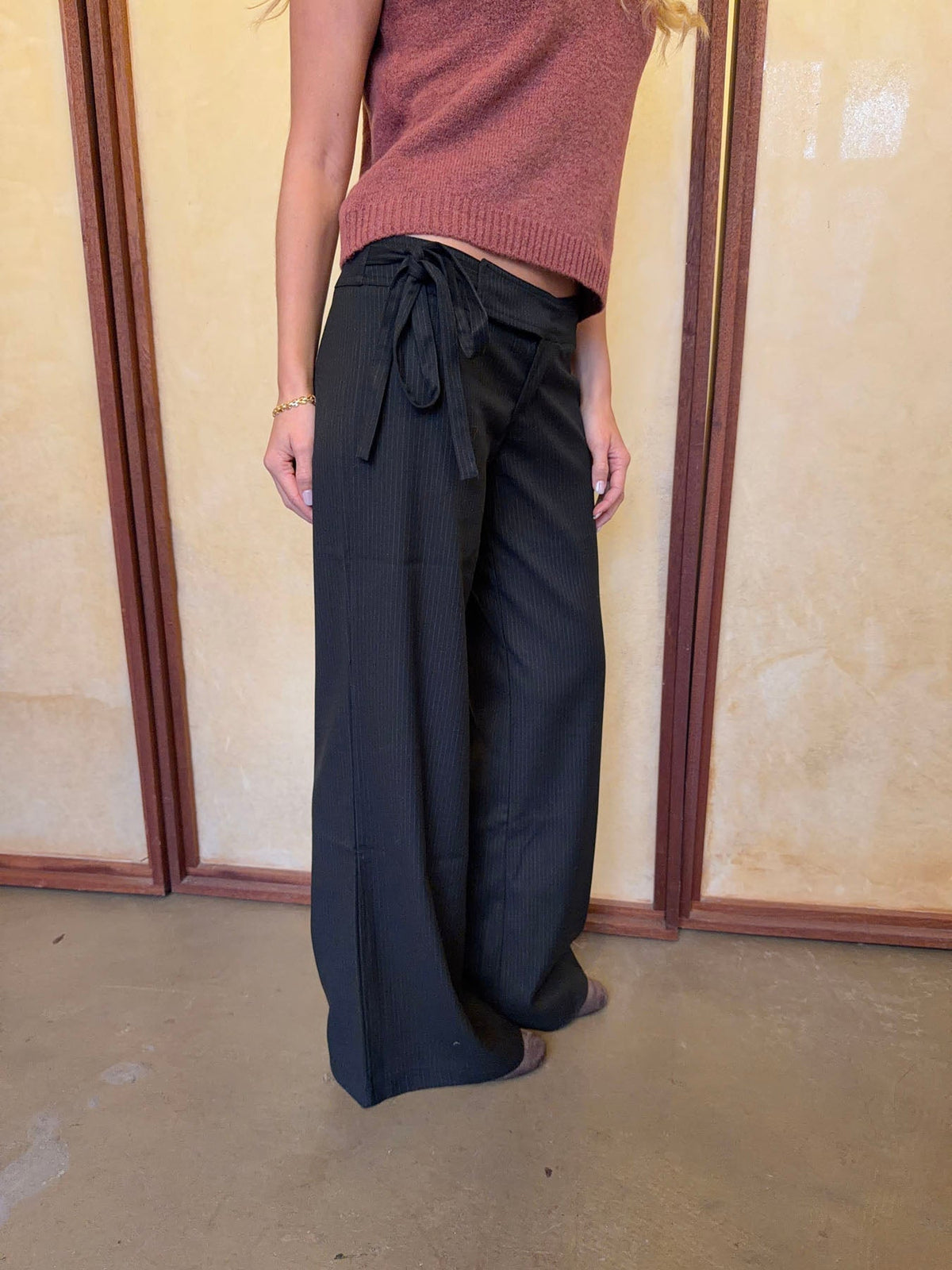 Buka pants with tie detail - Black