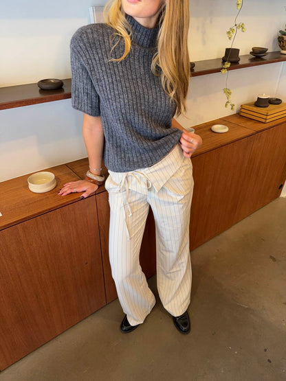 Avelina trousers with tie belt – Off white
