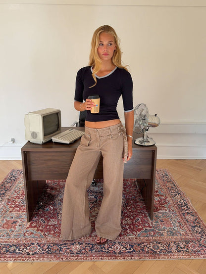 Sussa pants with details - Light brown