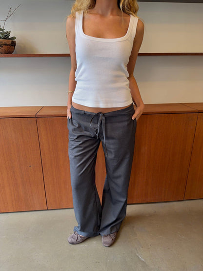 Gruja trousers with integrated belt – Grey