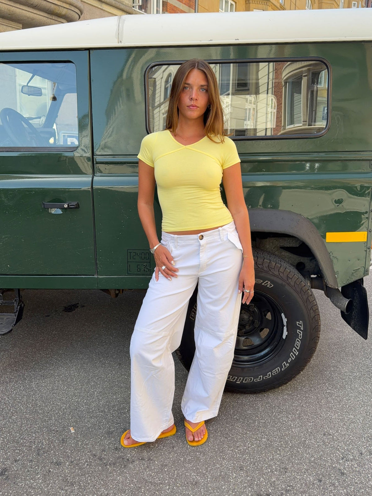 Salina pants with pocket detail - White