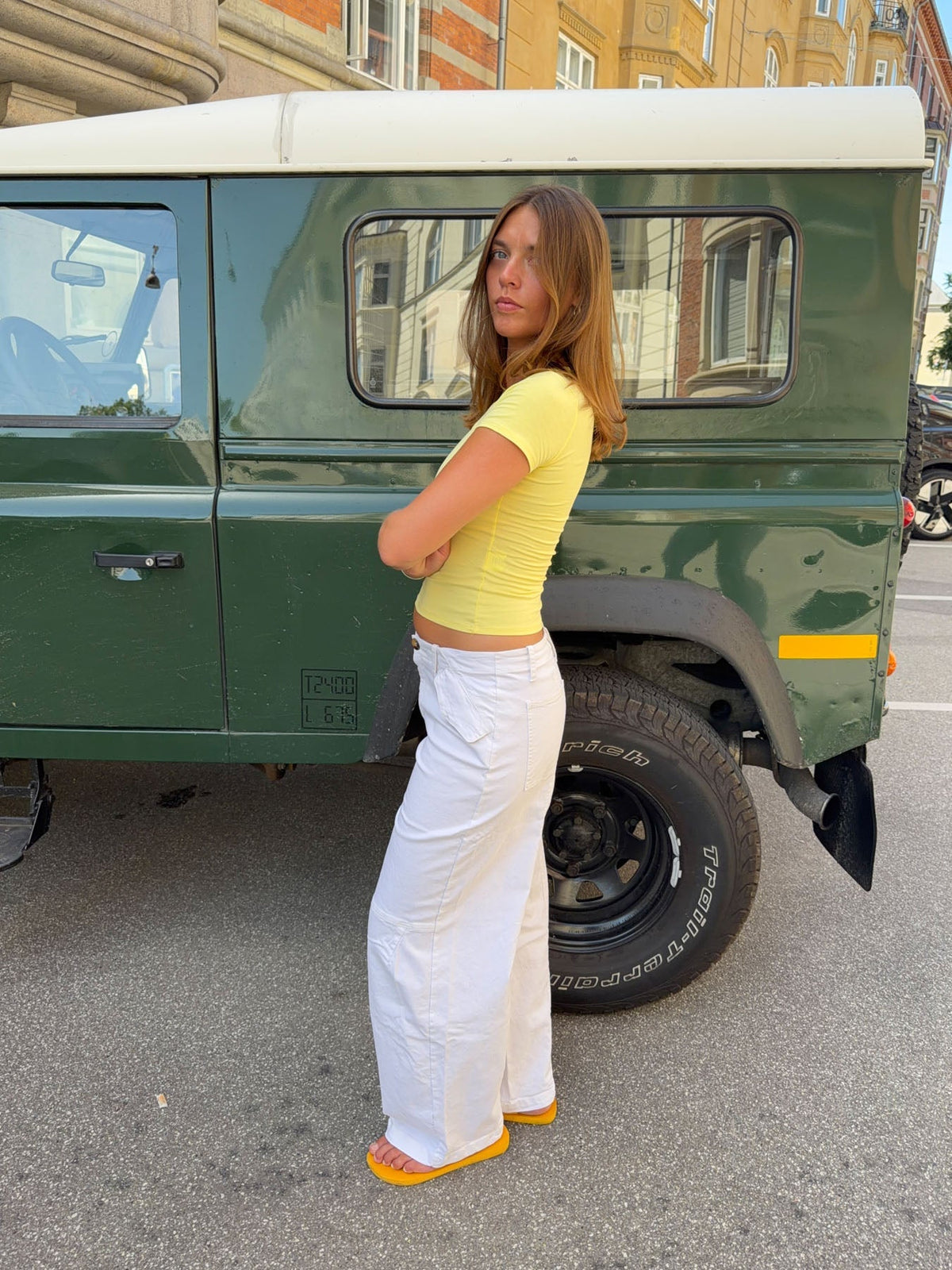 Salina pants with pocket detail - White