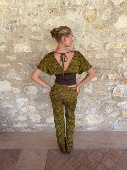 Viga pants with pattern - Khaki/green