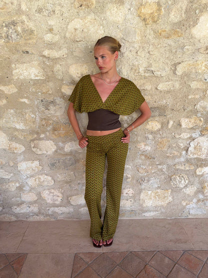 Viga pants with pattern - Khaki/green