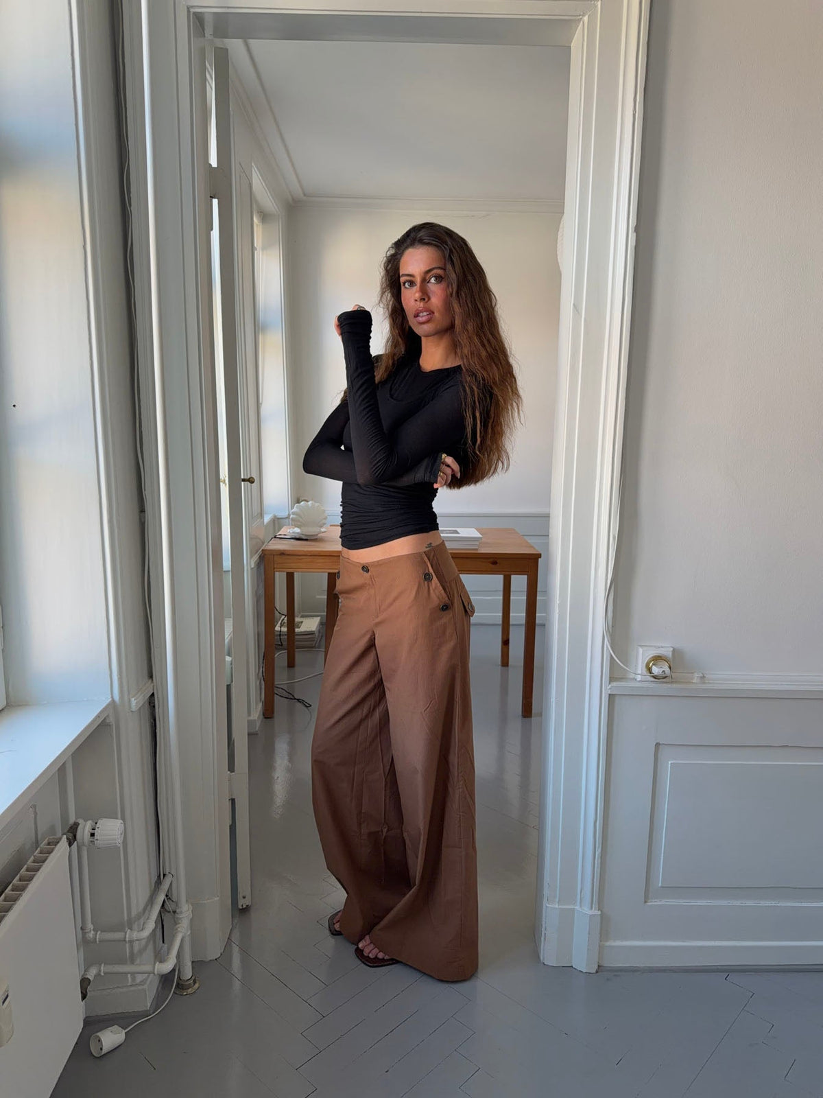 Maluna pants with stripes - Rust