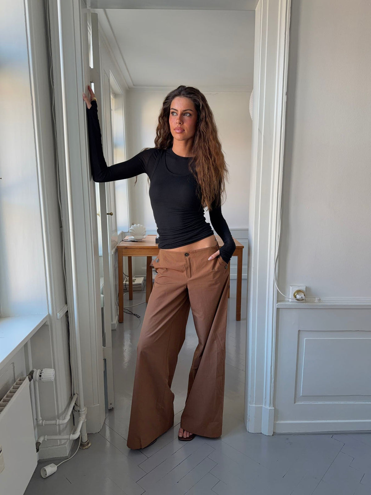 Maluna pants with stripes - Rust
