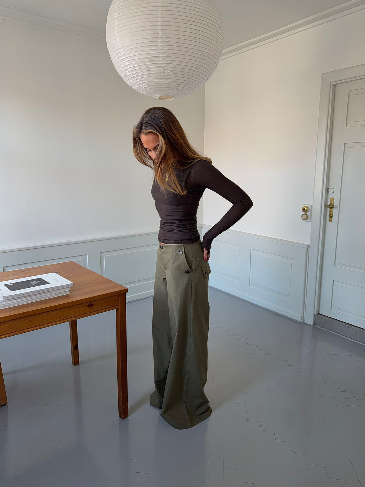 Maluna pants with stripes - Khaki