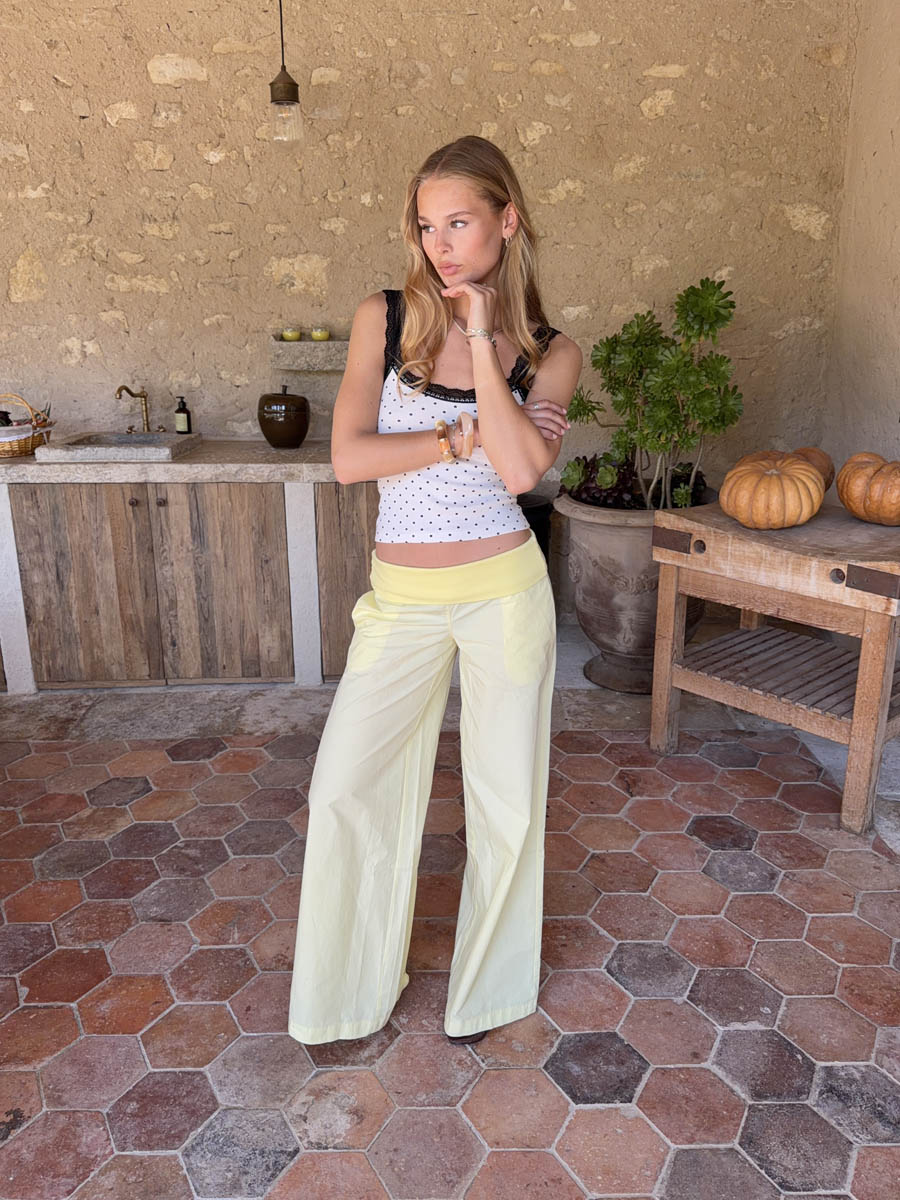 Suza pants with ribbed waist - Yellow