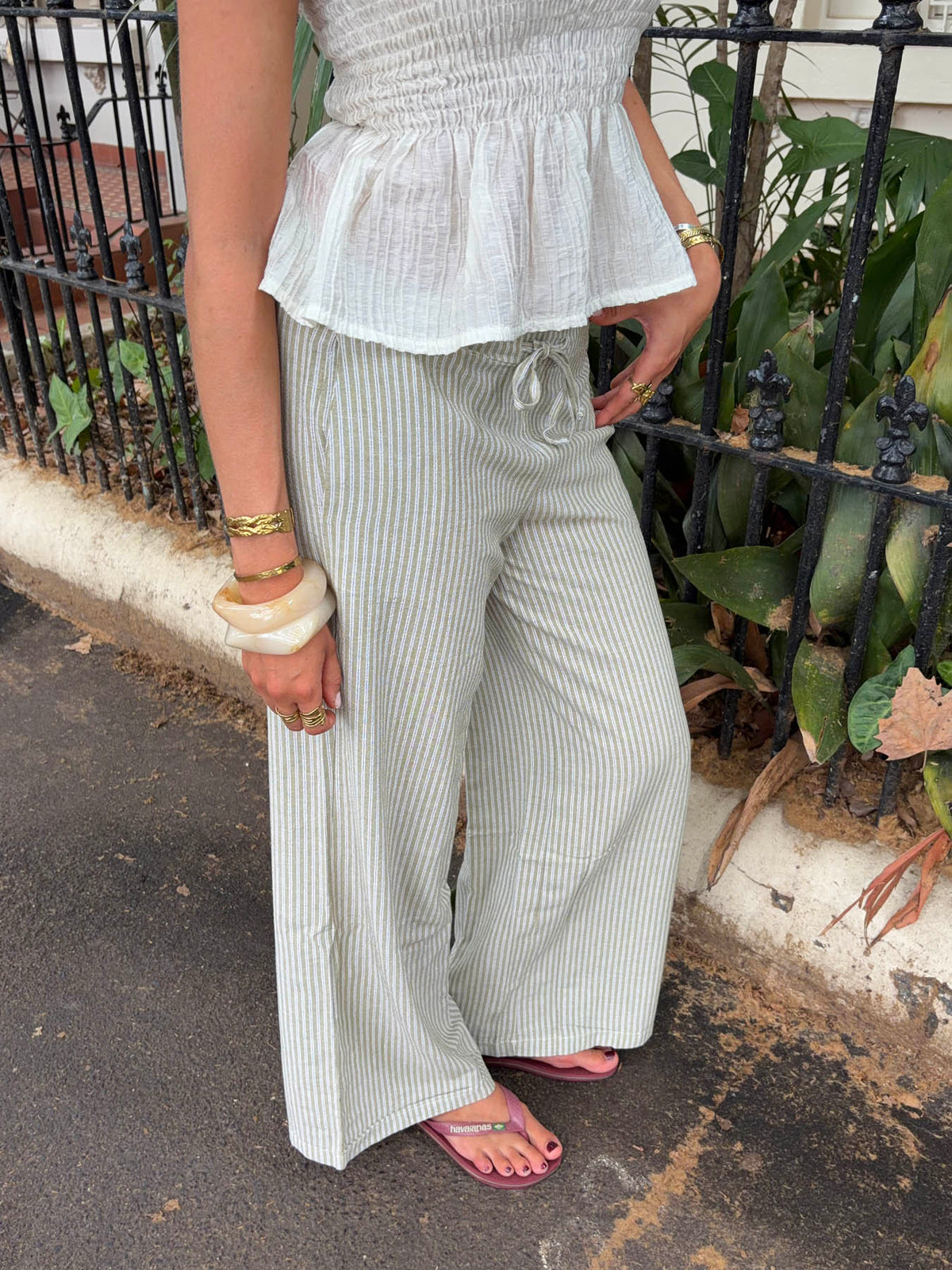 Jasmin striped trousers – Green/white