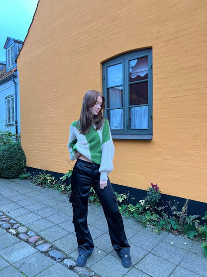 Fauna satin cargo pants - Black