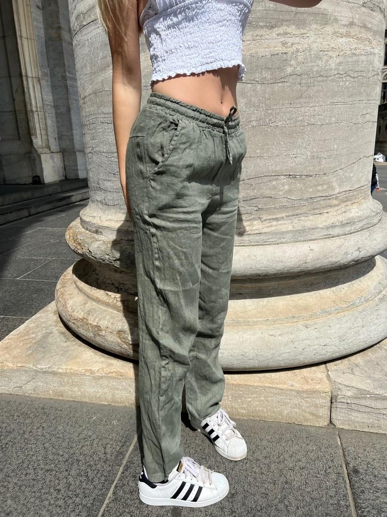 Aino linen pants - kaki
