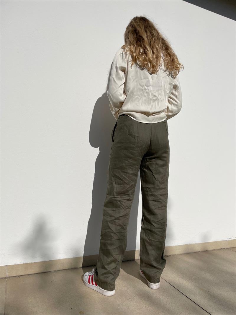 Rebecca linen pants - olive green