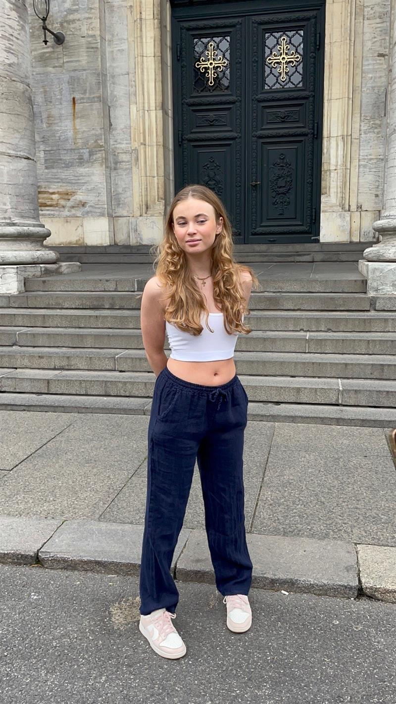 Anna Olympia linen pants - navy
