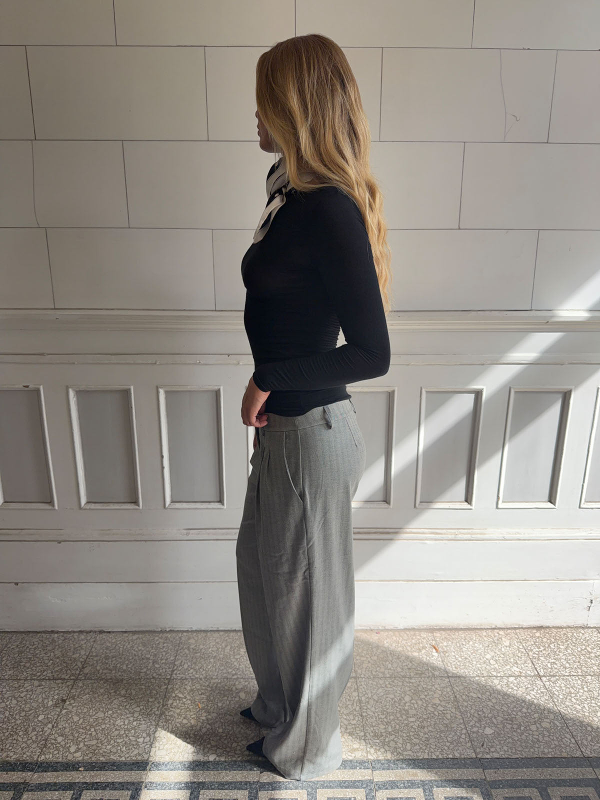 Ellen herringbone pants - Grey