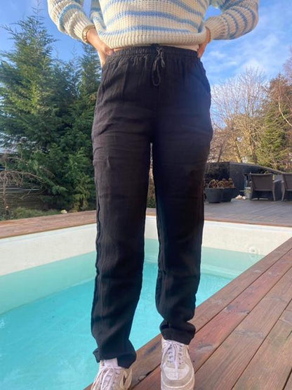 Aino linen pants - Black