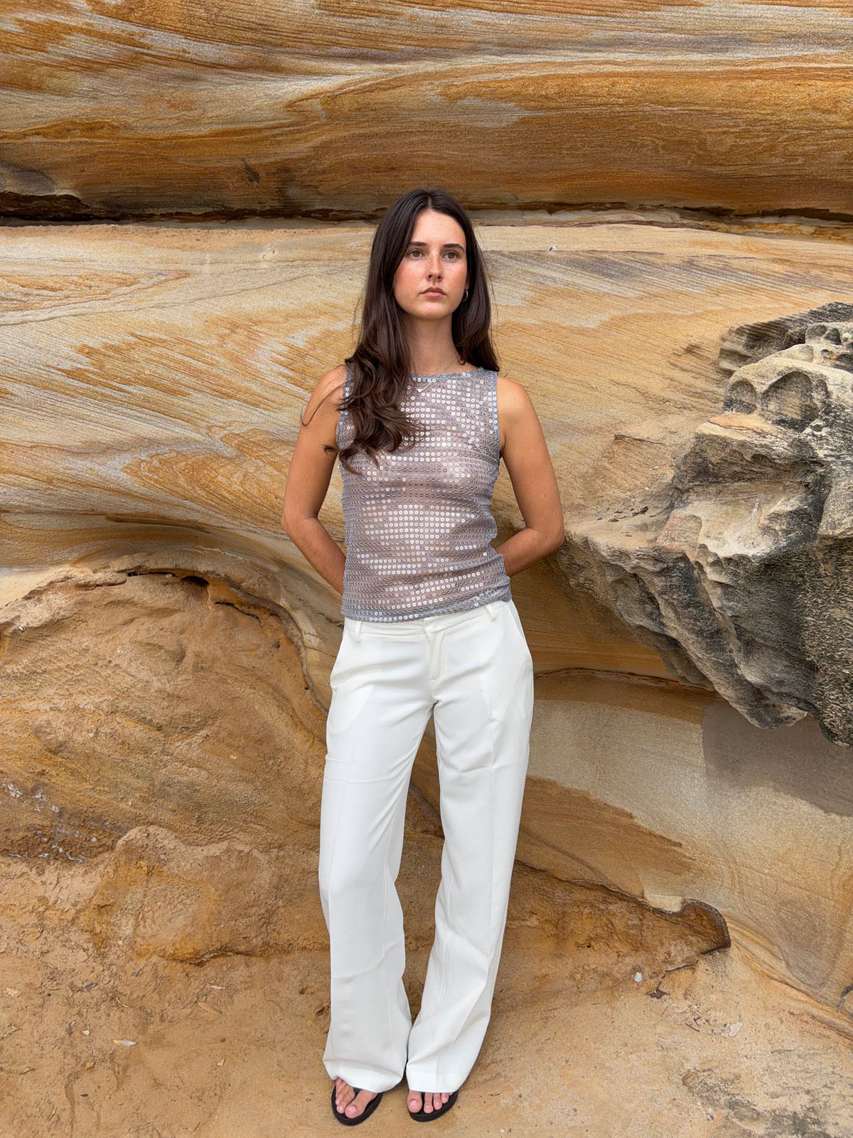 Britney low waisted suit pants - White