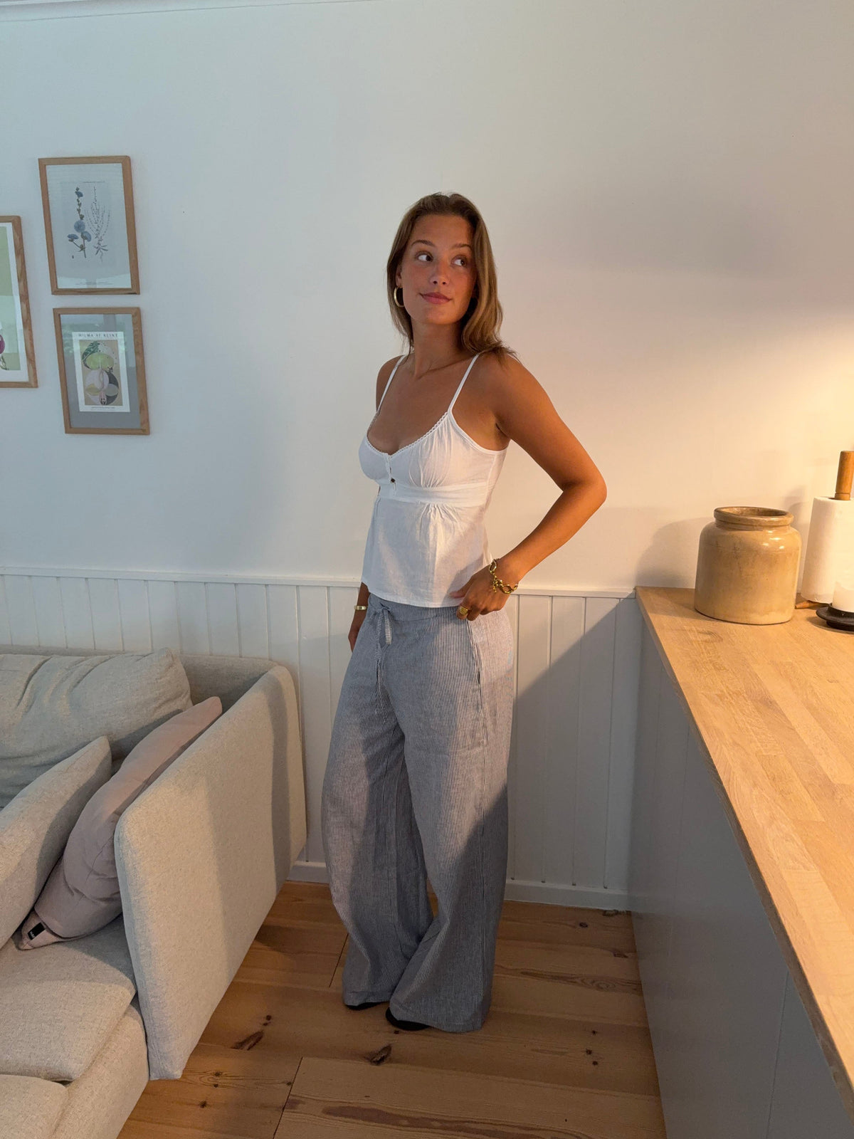 Esmerida striped pants - Blue/white