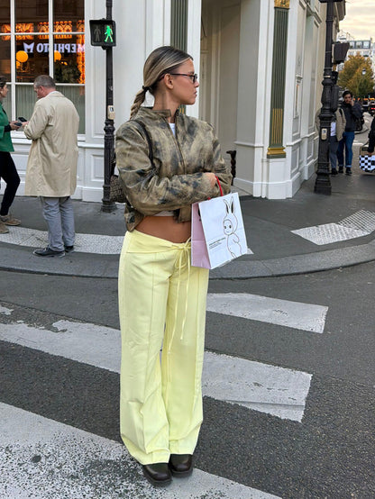 Nula suit pants with tie belt – Yellow