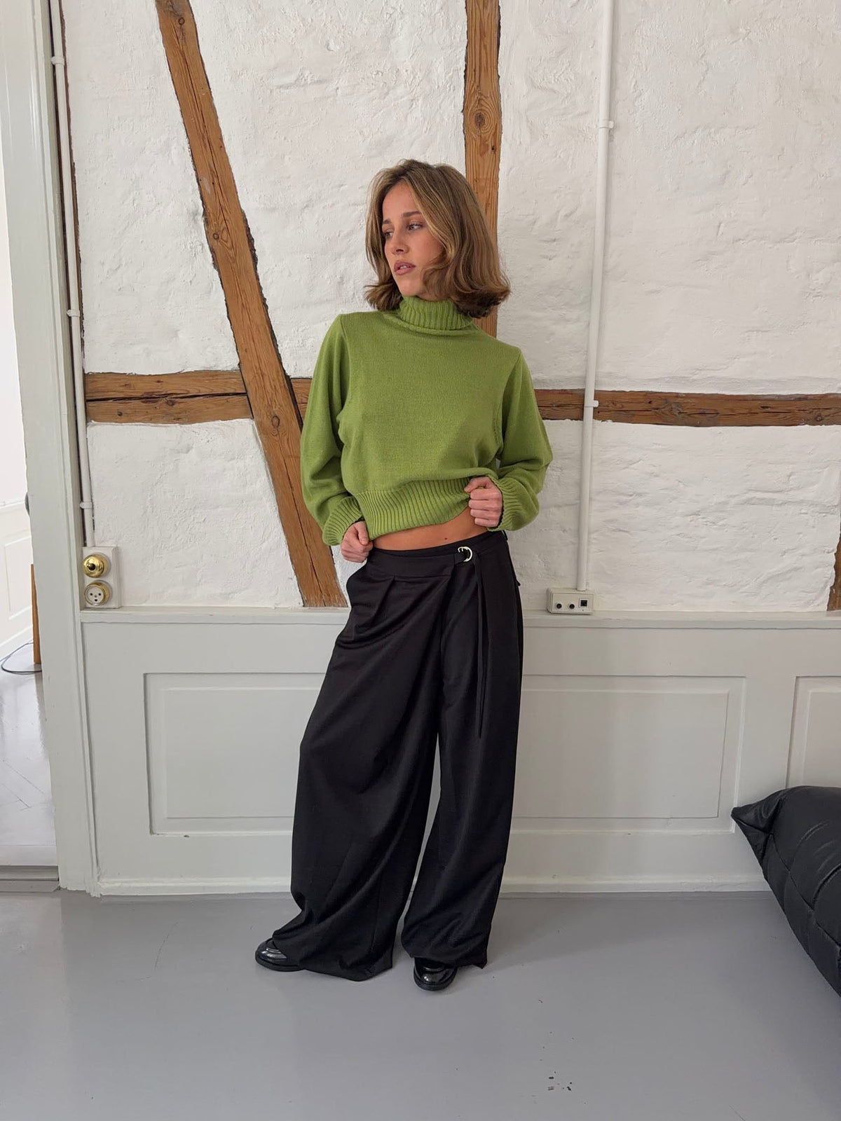 Trina suit pants with buckle detail - Black