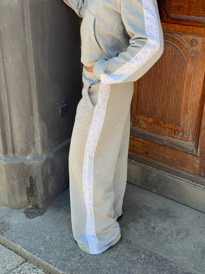 Obban sweatpants with lace - Grey/white